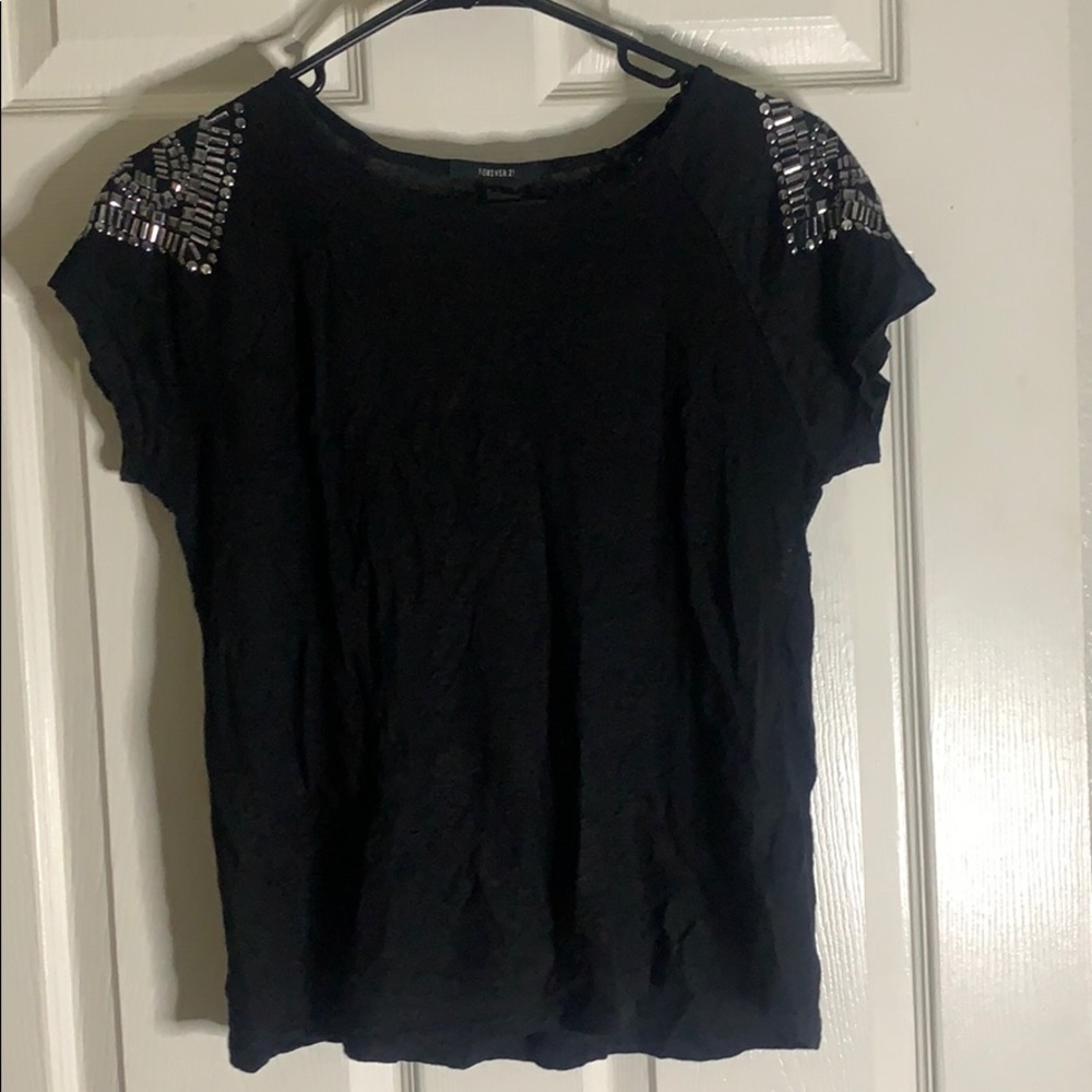 Forever21 black studded tee